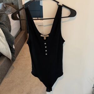 Express Black Ribbed Bodysuit